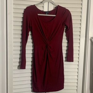 Long sleeve maroon dress